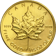 1/15 troy ounce gouden Maple Leaf munt