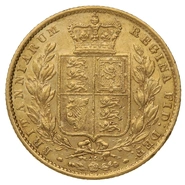 1868 Gold Sovereign - Victoria Young Head Shield Back- London