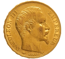 1857 20 French Francs - Napoleon III Bare Head - A