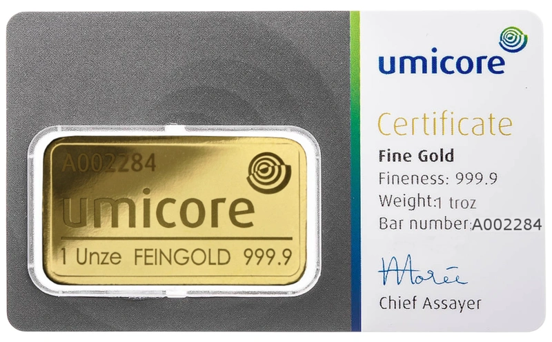 1oz Gold Bar Umicore