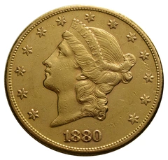1880 gouden American Double Eagle (20 Dollar) munt Liberty Head San Francisco