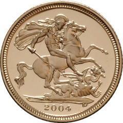 2004 Proof gouden 1/2 Sovereign munt Elizabeth II 4de Portret
