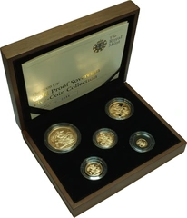 2009 Proof gouden Sovereign 5-munten set in doos