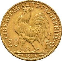 Boxed 20 French Francs - Marianne Rooster Original 1899 - 1906