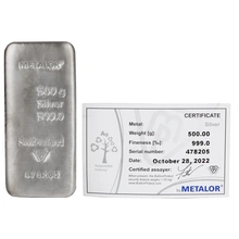 Metalor 500g Zilverbaar
