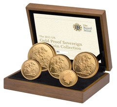 2011 Proof gouden Sovereign 5-munten set in doos