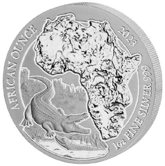 Zilveren Rwanda African Ounce munten