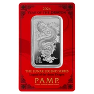 1oz Zilveren Bar 2024 Jaar van de Draak PAMP
