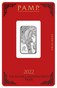 2022 PAMP 10 Gram Year of the Tiger Zilverbaar