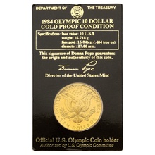 American Gouden Commemorative $10 Olympische Spelen 1984 L.A. - Proof in Doos