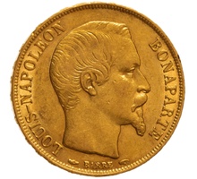 1852 20 French Francs - Napoleon III Bare Head - A