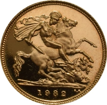 1982 Gold Half Sovereign Elizabeth II Decimal Head - Proof no box