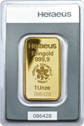 1 troy ounce goudbaar - Heraeus