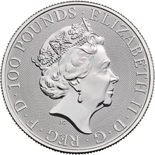 1 troy ounce platina Queen's Beast munt 2019 - Black Bull of Clarence