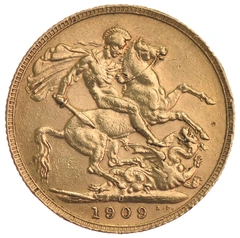 1909 gouden Sovereign munt Edward VII Canada