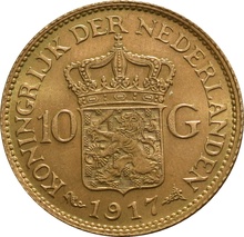 Gouden Tientje 1911-1917 (Wilhelmina Hermelijnen Mantel)