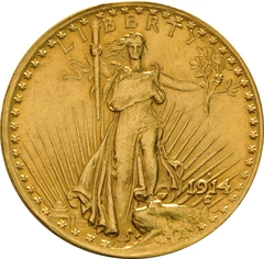 1914 gouden American Double Eagle (20 Dollar) munt St Gaudens Head San Francisco
