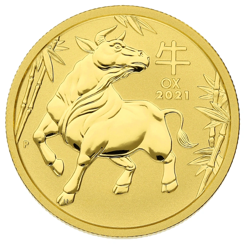 2021 Perth Mint Halve Ons Year of the Ox Gouden Munt
