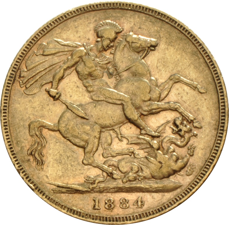 1884 Gold Sovereign - Victoria Young Head - M