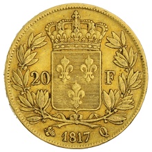 1817 20 French Francs - Louis XVIII Bare Head - Q