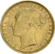 1872 Gold Sovereign - Victoria Young Head - S