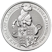 1 troy ounce platina Queen's Beast munt 2019 - Black Bull of Clarence