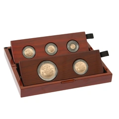 2019 Proof gouden Sovereign 5-munten set 5de Portret in doos