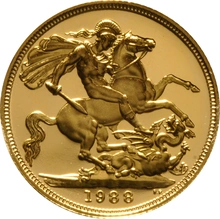 1988 Proof Sovereign Elizabeth Third head No box or certificate