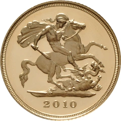 2010 Proof gouden 1/2 Sovereign munt Elizabeth II 4de Portret