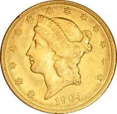 1904 gouden American Double Eagle (20 Dollar) munt Liberty Head Philadelphia