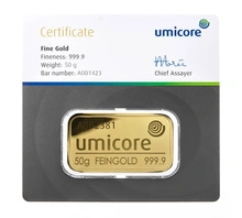Umicore 50 Gram Goudbaar