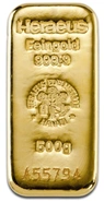 Heraeus 500g Goudbaar