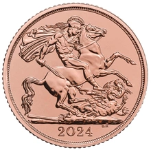 2024 £2 Twee Pond Gouden Munt (Dubbele Sovereign)
