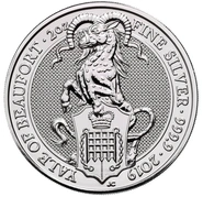 2 troy ounce zilveren Queen's Beast munt - Yale of Beaufort - 2019