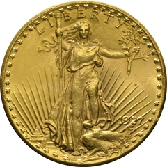 1927 gouden American Double Eagle (20 Dollar) munt St Gaudens Head Philadelphia