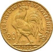 20 French Francs - Marianne Rooster Original 1899 - 1906