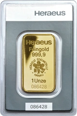1 troy ounce goudbaar Heraeus