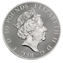 10 troy ounce zilveren Queen's Beast munt - Black Bull of Clarence - 2019