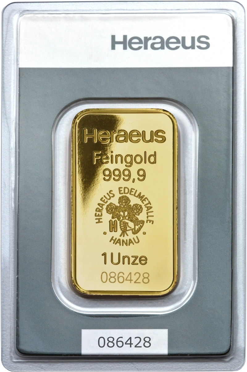 1 troy ounce goudbaar - Heraeus