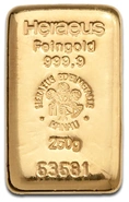 Heraeus 250g Goudbaar