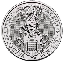 2 troy ounce zilveren Queen's Beast munt - Yale of Beaufort - 2019