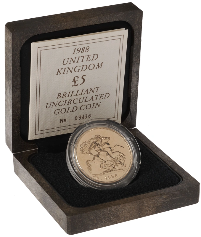 1988 Gold £5 Coin Brilliant Uncirculated Boxed