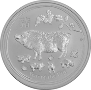 1/2 troy ounce zilveren Lunar munt - Varken - 2019