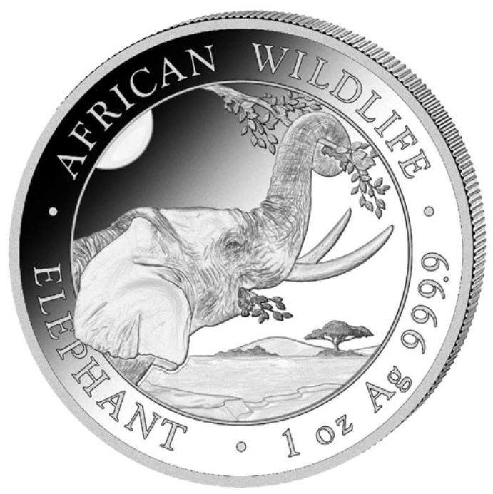 2023 1 Ons African Wildlife Somalische Olifant Zilveren Munt