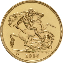 Brilliant Uncirculated Gold 1985 Five Pound Sovereign