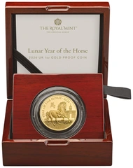 2026 Proof 1 troy ounce gouden Royal Mint Lunar munt Year of the Horse in doos
