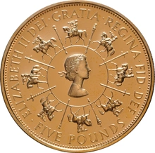 1993 - Gold Five Pound Proof Coin, 40th Anniversary of the Coronation