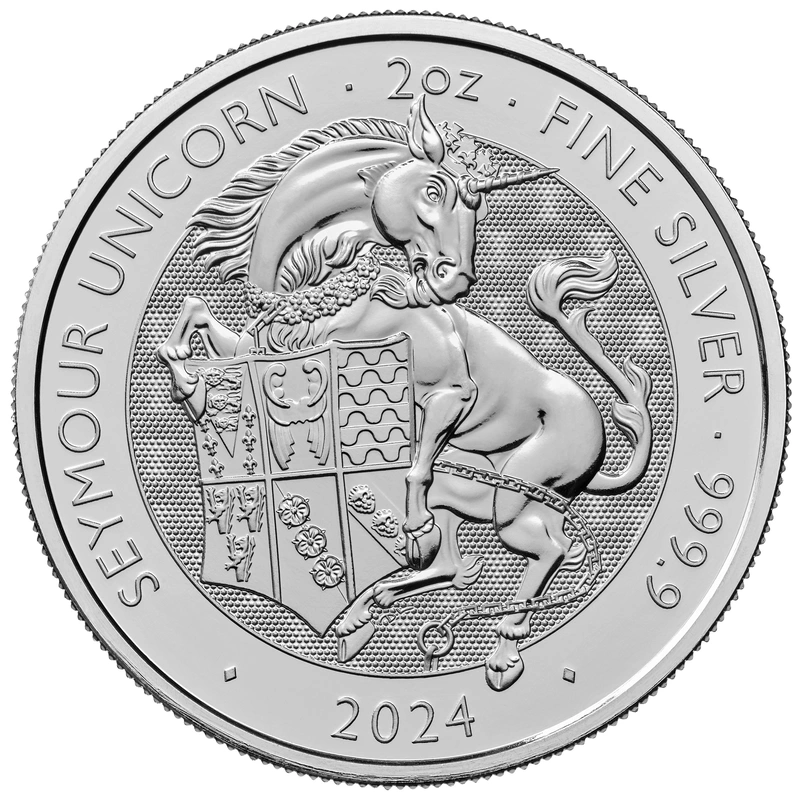 2024 Seymour Eenhoorn Zilveren Munt Tudor Beesten 2oz