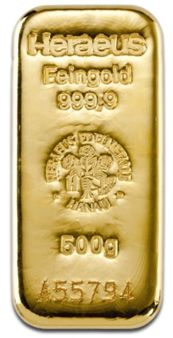 Heraeus 500g Goudbaar