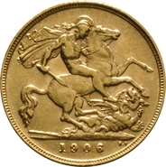 1906 Gold Half Sovereign - King Edward VII - London